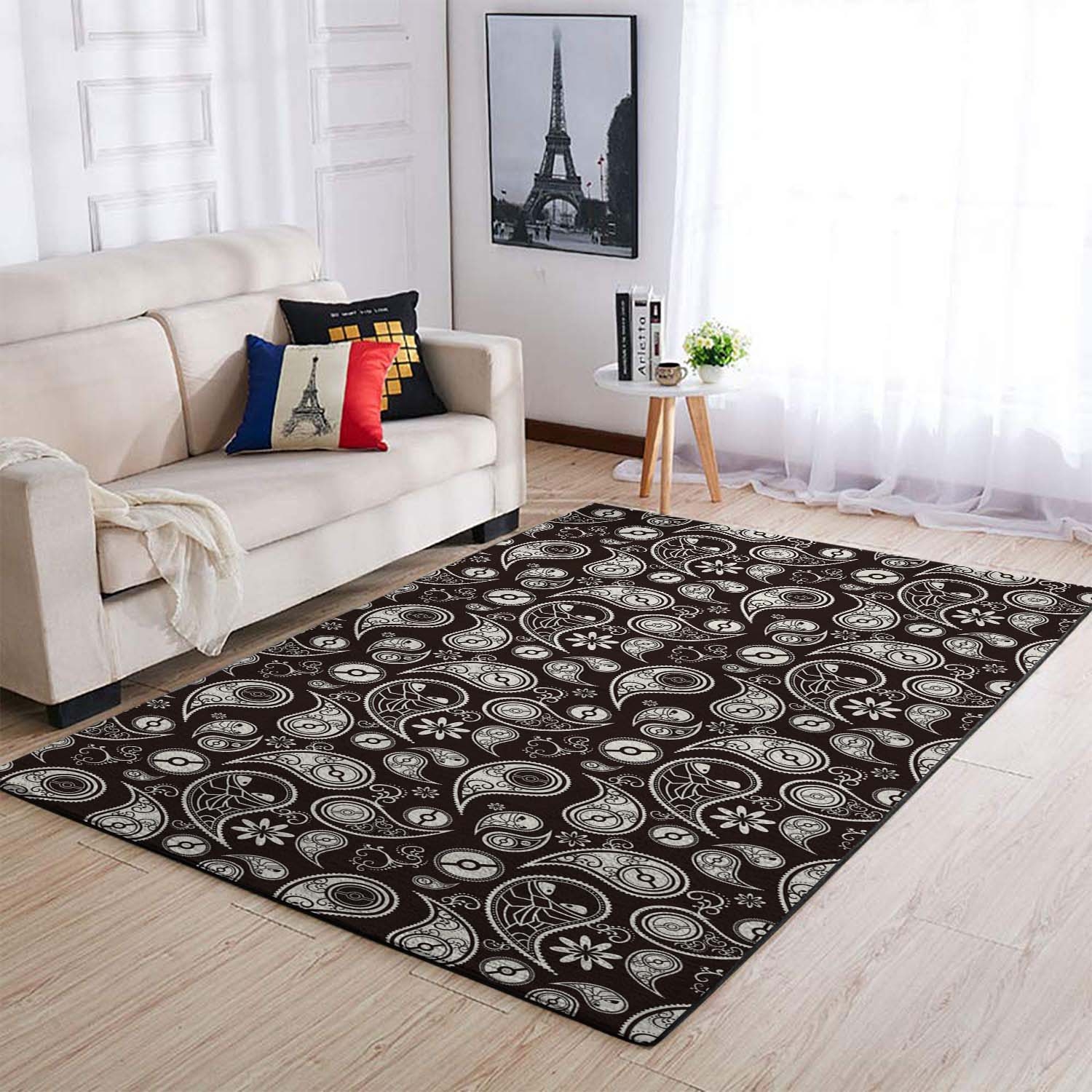 Pokemon Pattern Monochrome Edit Area Rug – Anime Floor Mat