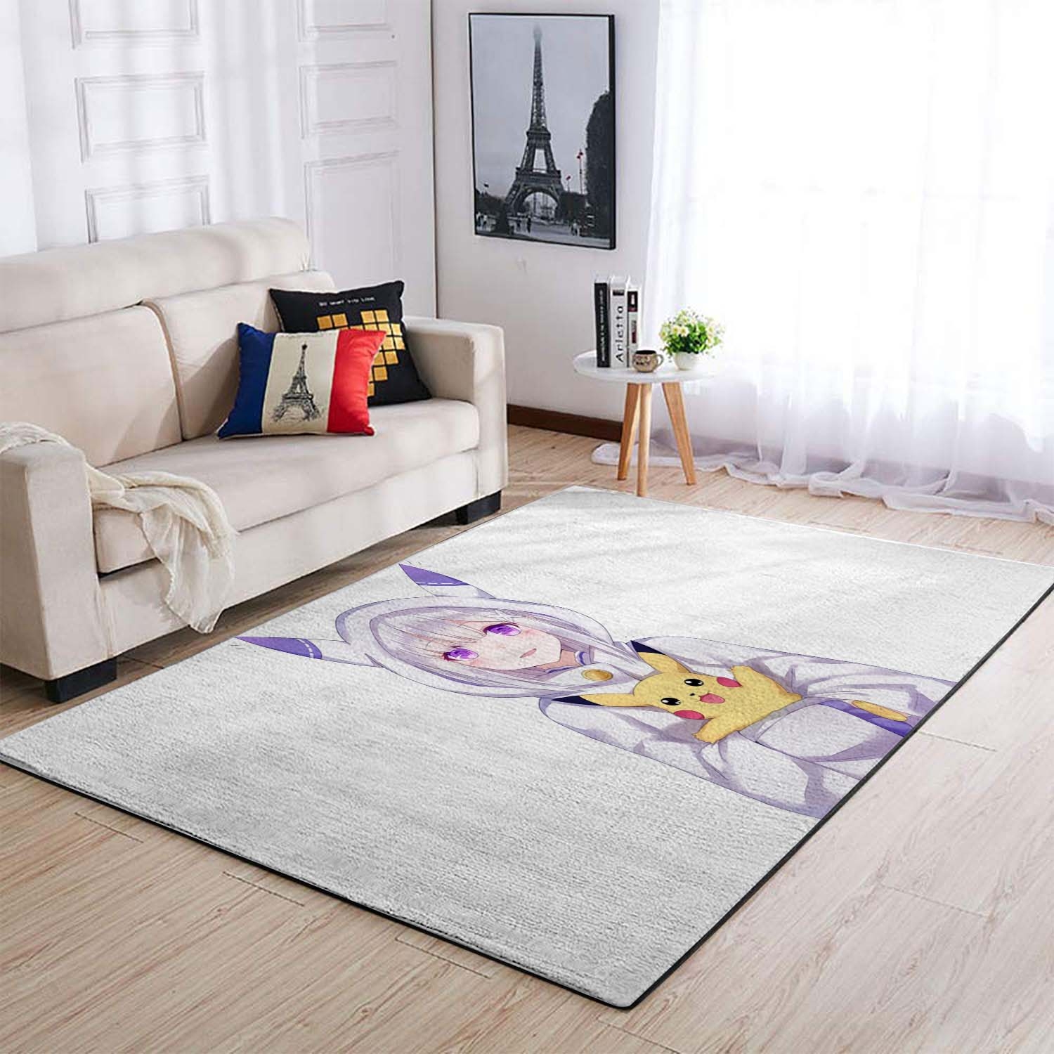 Pokemon Pikachu Emiria Re Zero Re Zero Kara Hajimeru Isekai Seikatsu White Anime Area Rug – Anime Floor Mat