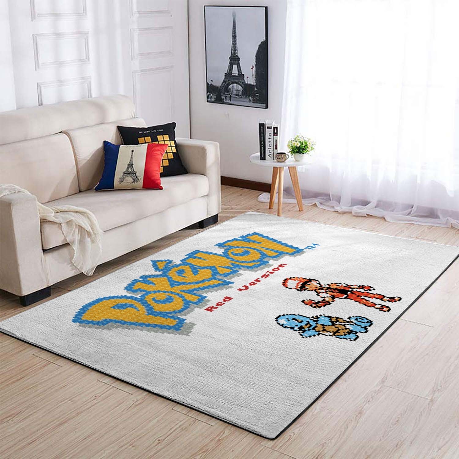 Pokemon Pixel Art Retro Games Squirtle Simple White Area Rug – Anime Floor Mat