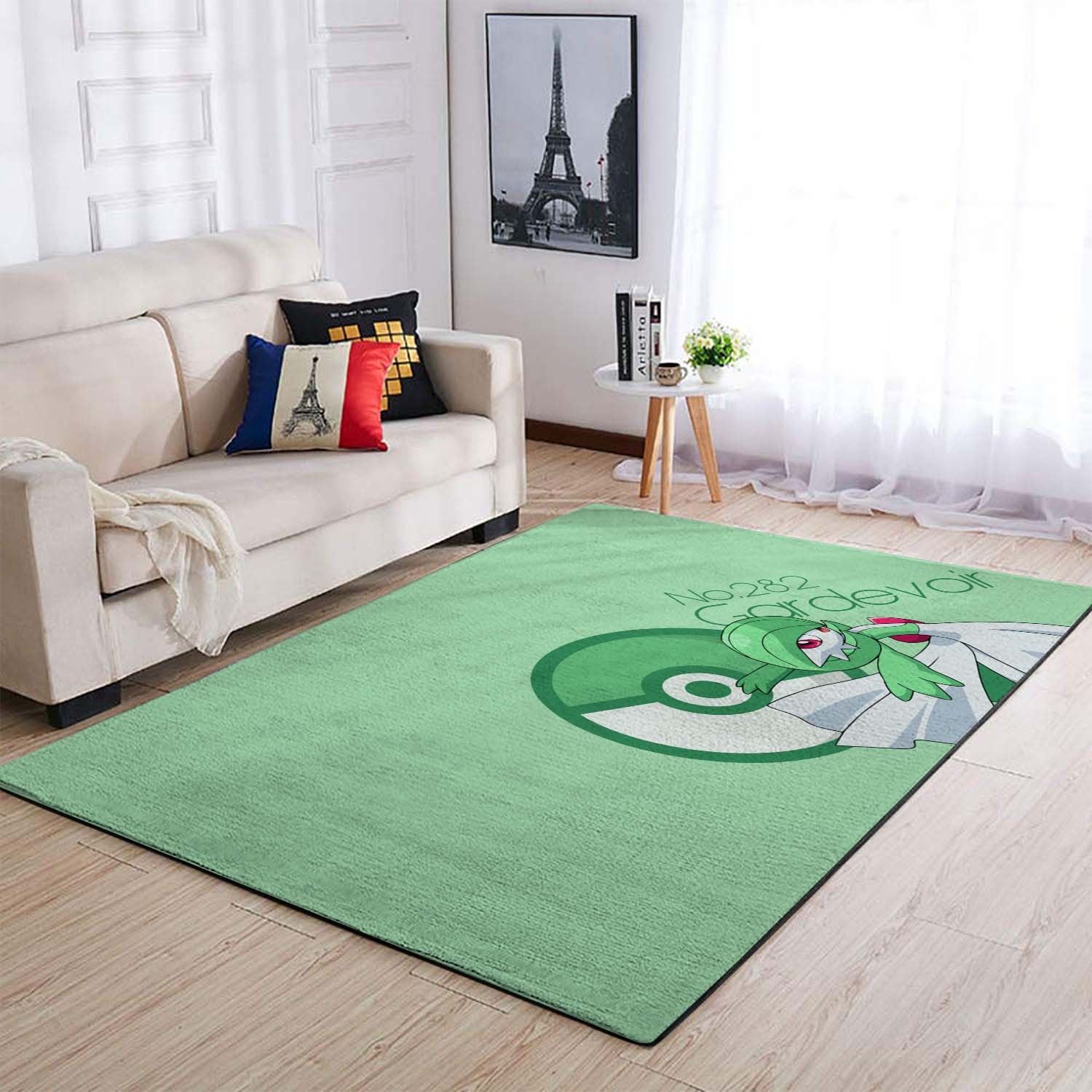 Pokemone Ball Gardevoir Text Green Simple Area Rug – Anime Floor Mat