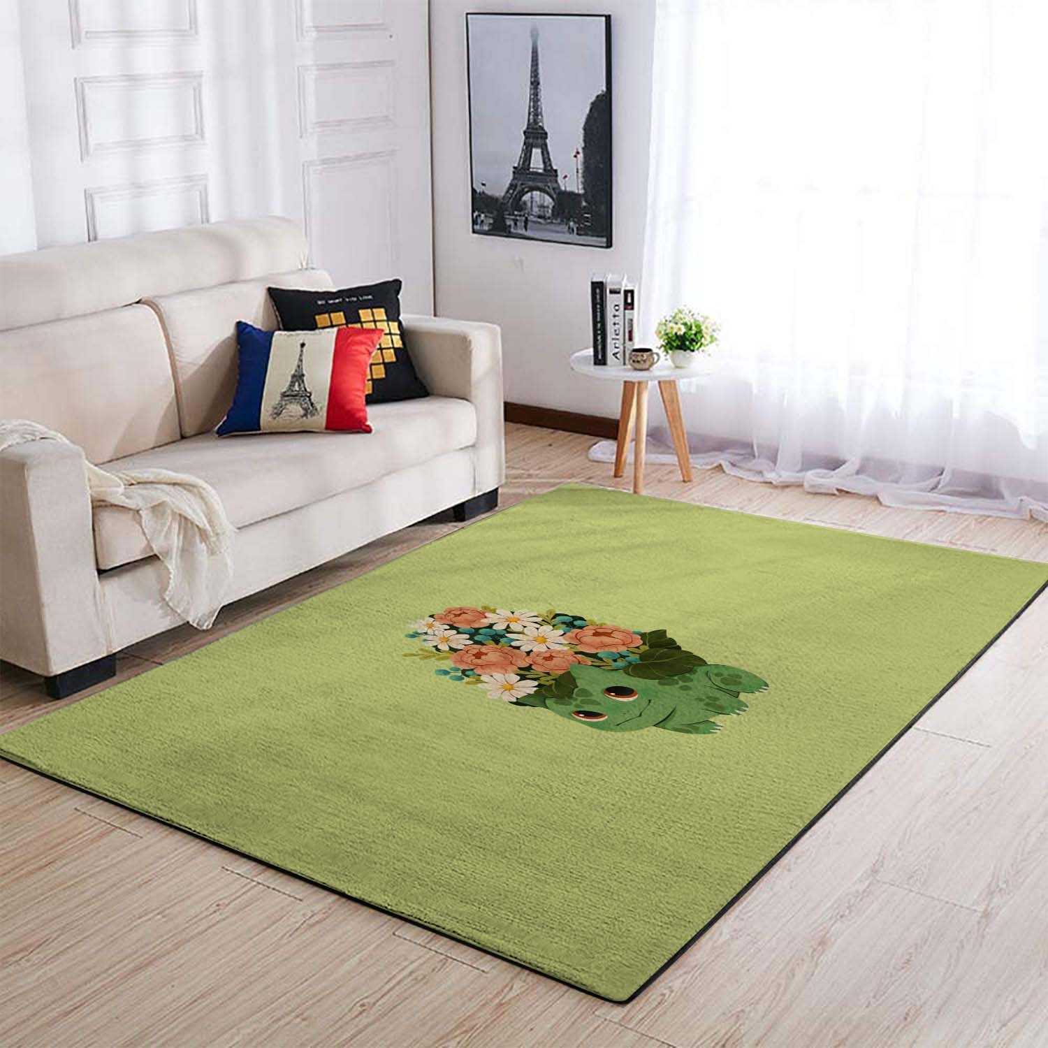 Pokemonemon First Generation Bulbasaur Pastel Flowers Bouquet Area Rug – Anime Floor Mat